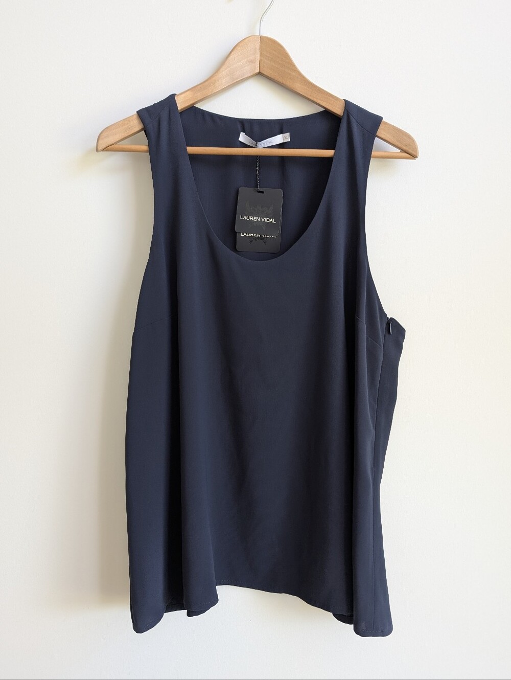 NWT Lauren Vidal XXL Sleeveless Blouse Top Sofia Indigo Dark Blue 14